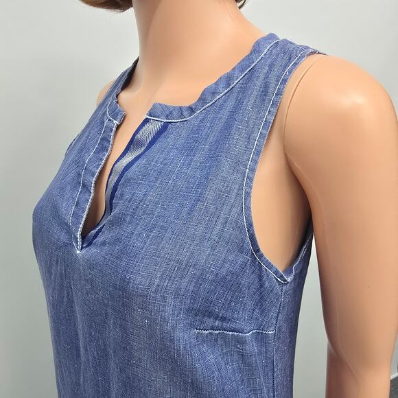 Tommy Bahama Seaglass Linen Sleeveless Shift Dress Women XS Dark Cobalt Blue - Picture 8 of 13